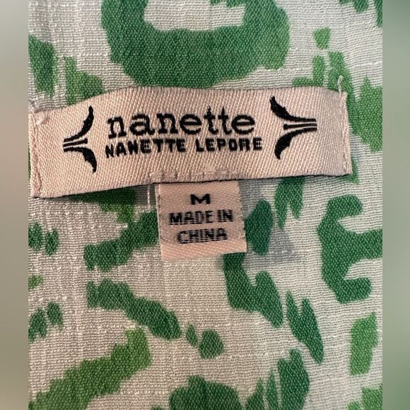 Nanette Lepore Green Print Palazzo Wide Leg Pant Size M - Picture 9 of 11